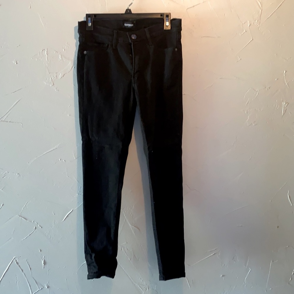 Express black mid rise skinny jeans with stretch